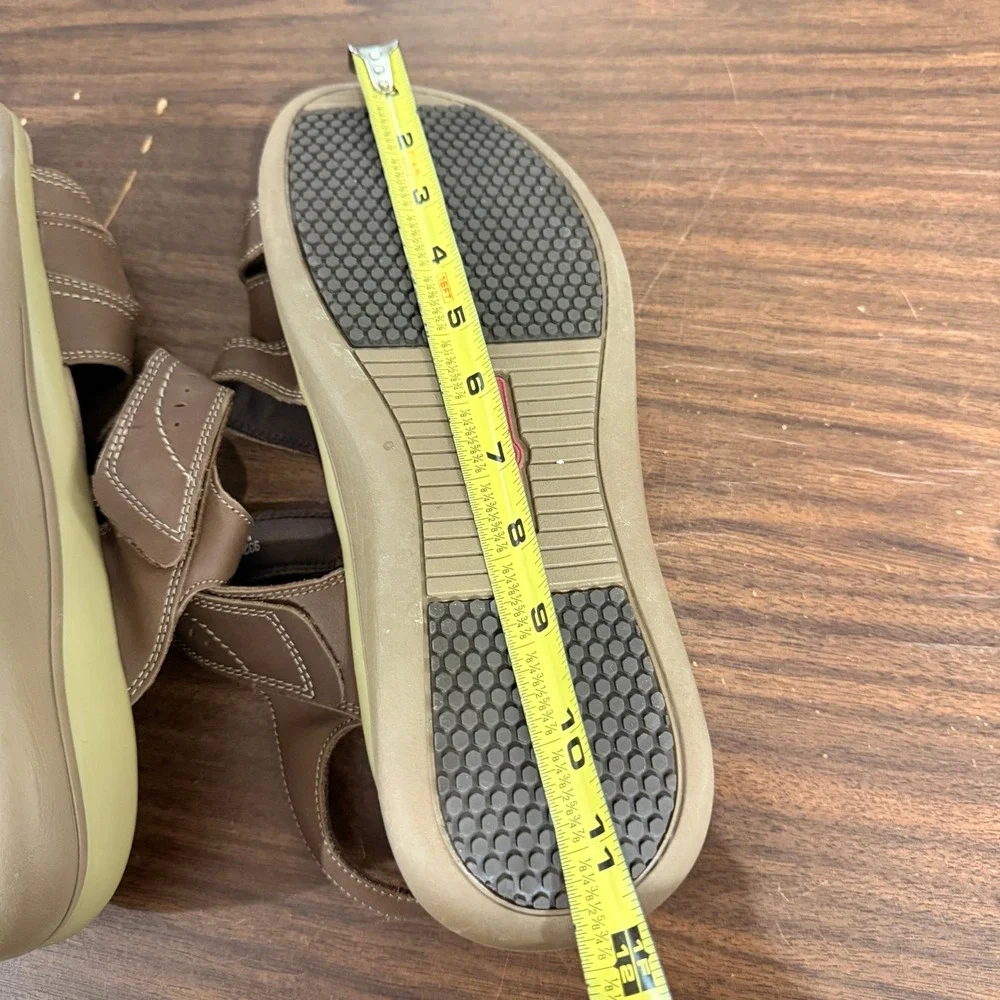 Orthofeet 932 Mens 12D WIDE Brown‎ Leather Adjustable Straps Comfort Sandals